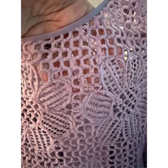 Majorelle Revolve Calvin Lavender Crochet Floral Pattern Crochet Bell Sleeve Dre - Picture 6 of 10